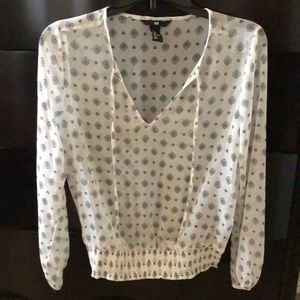 H&M white and black blouse size 2